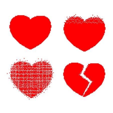 Pixel heart vector setのイラスト素材