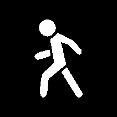 Pixel symbol pedestrian white on a black backgroundのイラスト素材