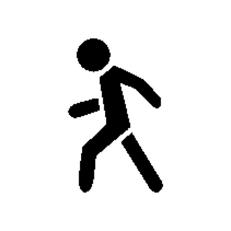 Pixel symbol pedestrian black on white backgroundのイラスト素材