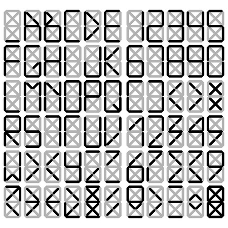 Digital alphabet black on white backgroundのイラスト素材
