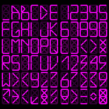Digital alphabet - pink on black backgroundのイラスト素材