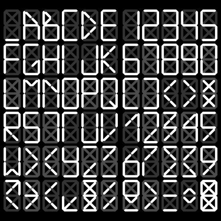 Digital alphabet - White on a black backgroundのイラスト素材