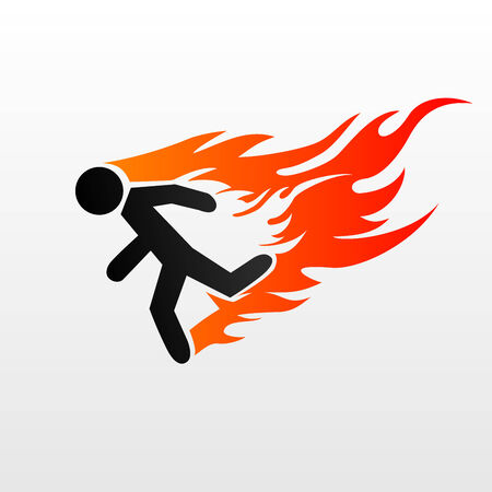 Vector illustration of a burning symbol of running manのイラスト素材