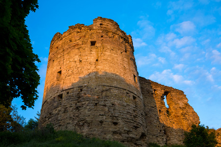 Beautiful old ancient stone fortress with towersの写真素材
