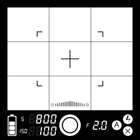 Vector electronic viewfinder camera with grid and focusing pointのイラスト素材