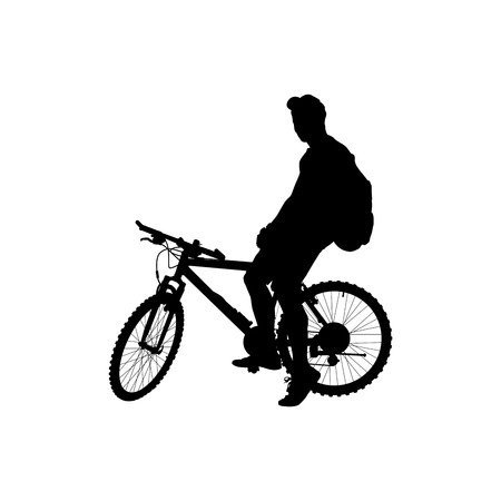 man with a backpack on a bicycleのイラスト素材
