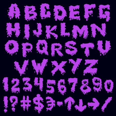 Purple font smudges. alphabet splashingのイラスト素材