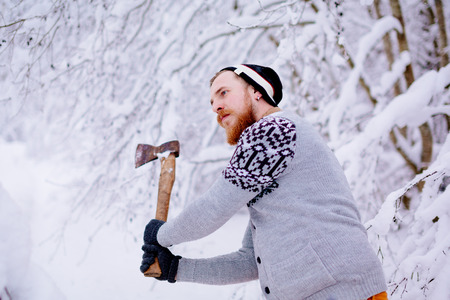 Lumberjack ax swingsの写真素材