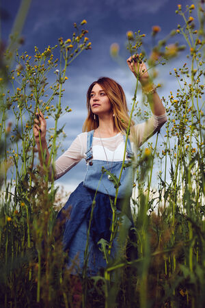 Portrait of beautiful fashionable girlの写真素材