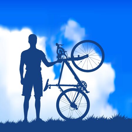 silhouette of a cyclistのイラスト素材