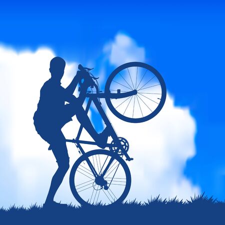 silhouette of a cyclistのイラスト素材