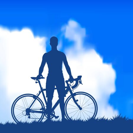 silhouette of a cyclistのイラスト素材