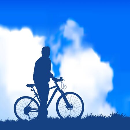 silhouette of a cyclistのイラスト素材