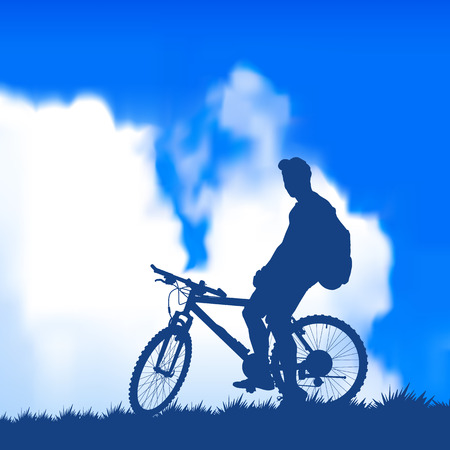 silhouette of a cyclistのイラスト素材