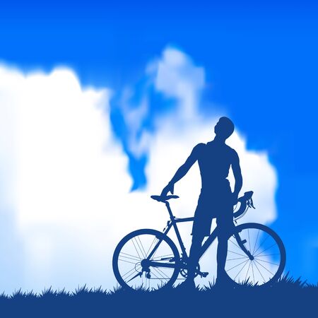 silhouette of a cyclistのイラスト素材
