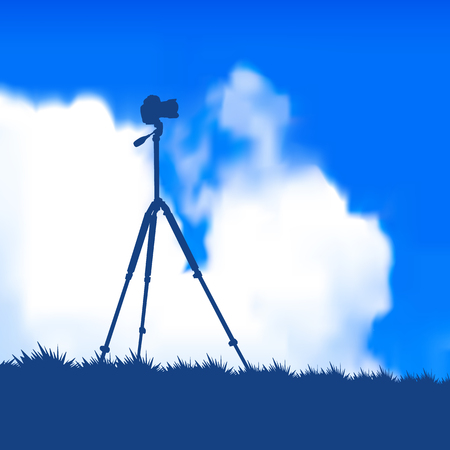 Camera on a tripodのイラスト素材
