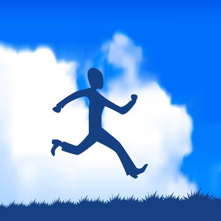 cartoon man runningのイラスト素材