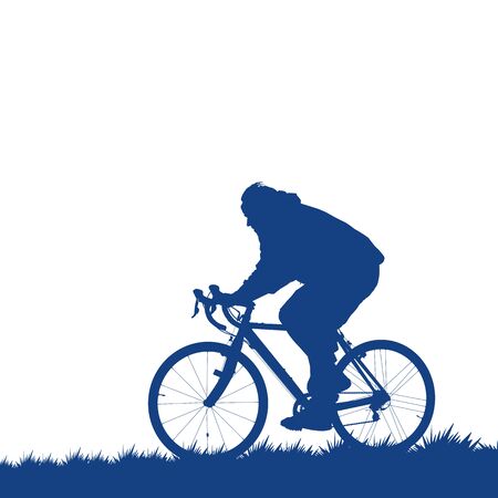 Silhouette of a cyclist on the grassのイラスト素材