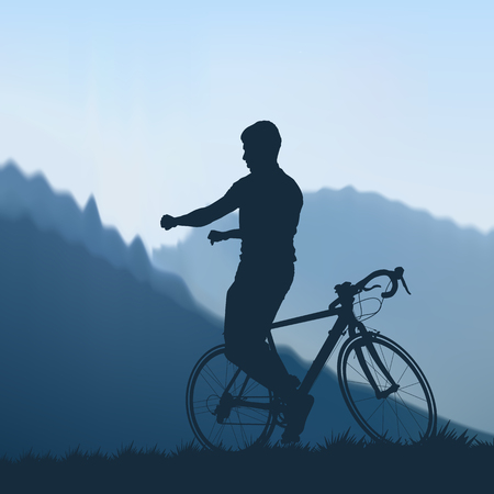 Cyclist in the mountainsのイラスト素材