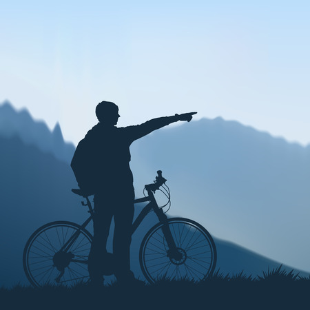 Cyclist in the mountainsのイラスト素材