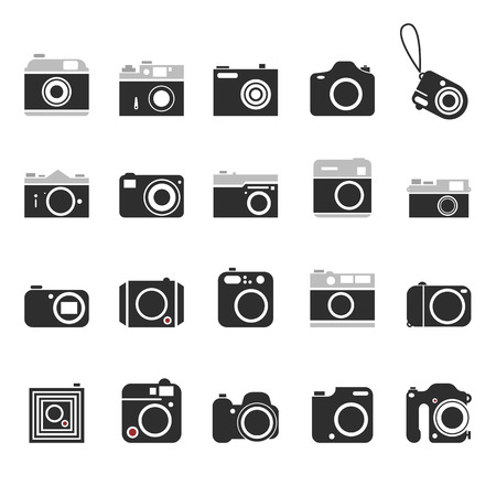 Vector icon set of cameras on a white backgroundのイラスト素材