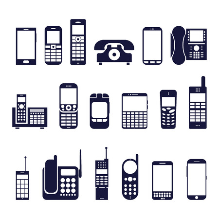 Set of icons different phones on a white backgroundのイラスト素材