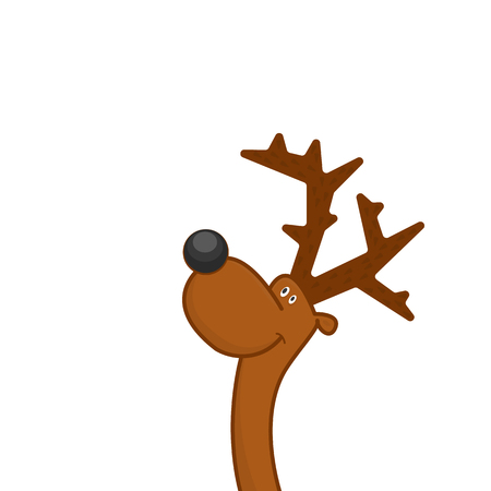 Cartoon deer looking up on a white backgroundのイラスト素材