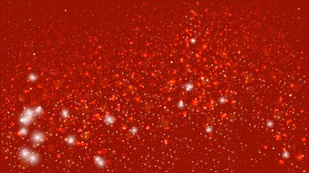 Magic glow and bokeh on a red background. Christmas background with falling snowのイラスト素材