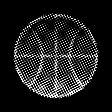 Basketball ball halftone on black background. Stylized basketball dotsのイラスト素材