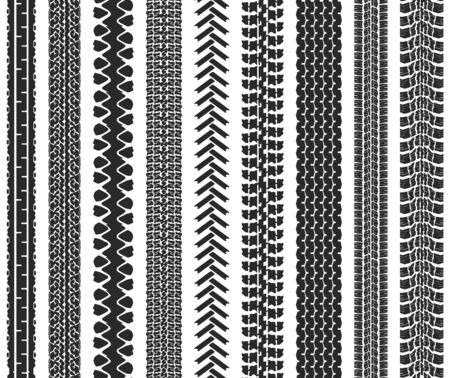 Prints tires Vector set isolated on white backgroundのイラスト素材