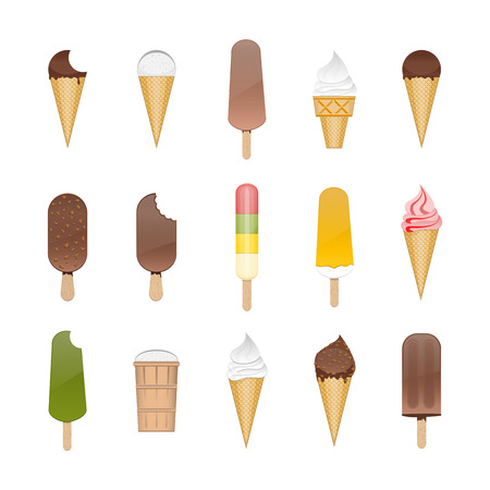 Vector set of different ice cream isolated on a white backgroundのイラスト素材