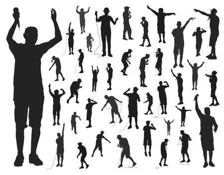 many silhouettes rap artists on white background vectorのイラスト素材