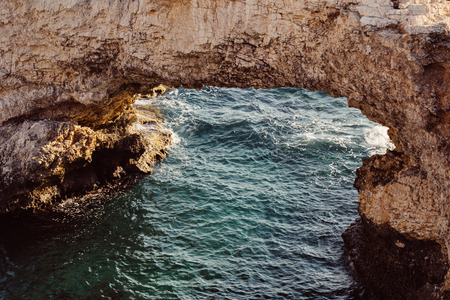 large stone in the water closeup Cyprusの写真素材