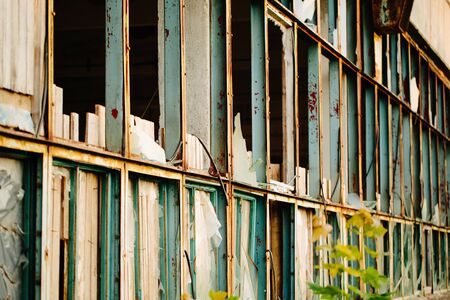 Broken facade of the building. Side viewの写真素材
