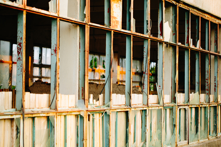 Broken facade of the building. Side viewの写真素材