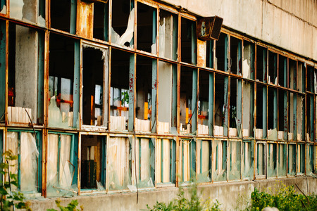 Broken facade of the building. Side viewの写真素材