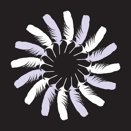 White painted feathers folded into a circle vector.のイラスト素材