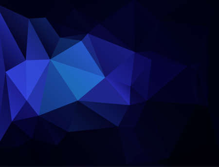 Blue abstract geometric rumpled triangular on a black background.のイラスト素材
