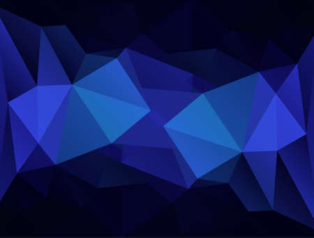 Blue abstract geometric rumpled triangular on a black background.