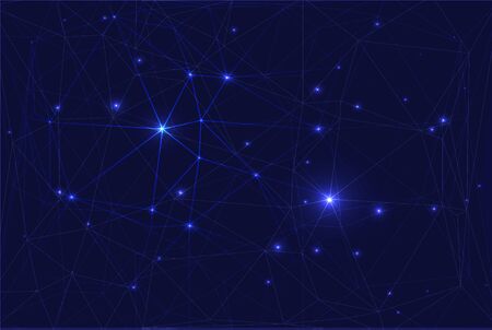 Cosmic constellation with stars on a blue background with lights vector.のイラスト素材