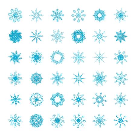 Set of vector snowflakes on a white background.のイラスト素材