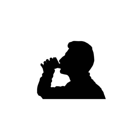 Man is drinking a beverage from the coffee cup vector.のイラスト素材