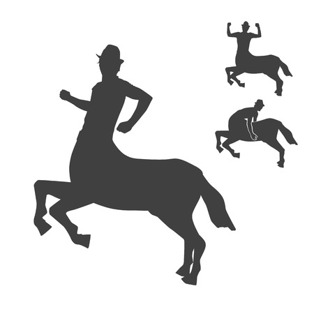 Black and white centaur silhouettes vector set.のイラスト素材
