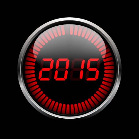 Colorful digital year time icon on a black background.のイラスト素材