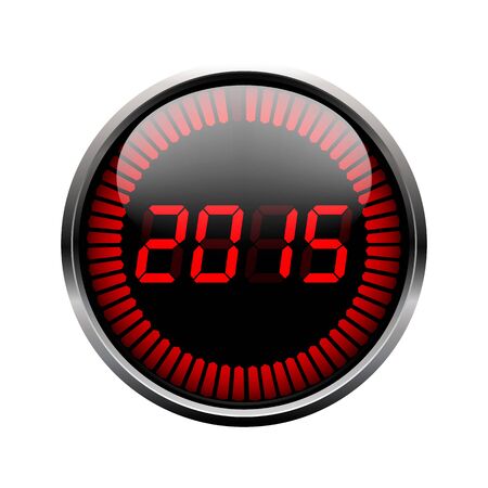 Colorful digital year time icon on a white background.のイラスト素材