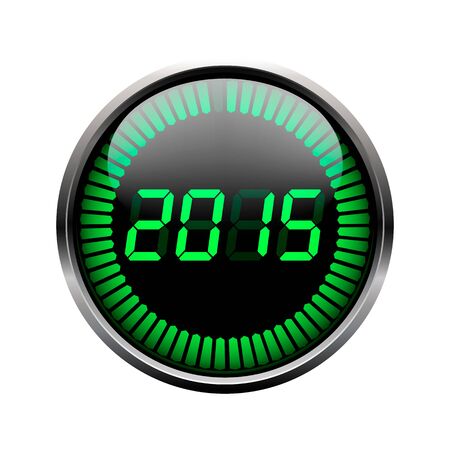 Colorful digital year time icon on a white background.のイラスト素材