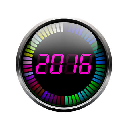 Colorful digital year time icon on a white background.のイラスト素材