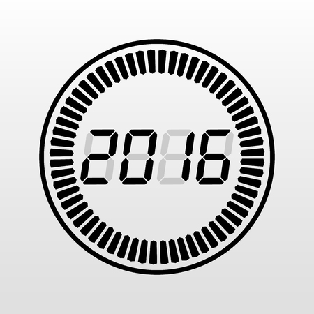Digital 2016 year time icon on a white background.のイラスト素材