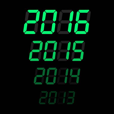 Green digital years time on a black background.のイラスト素材