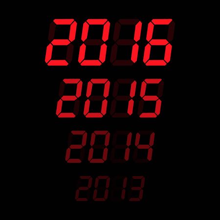 Red digital years time icon on a black background.のイラスト素材